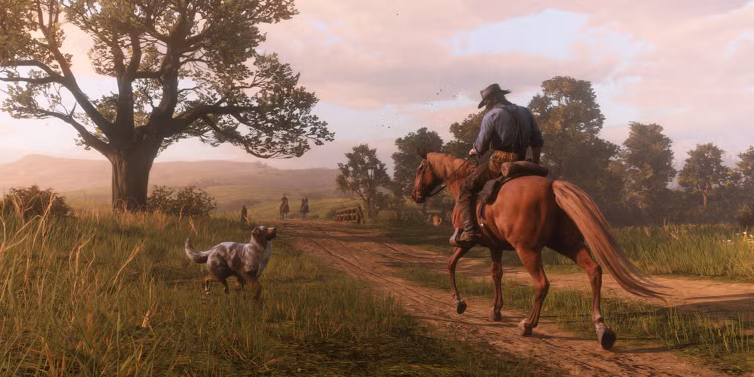Red Dead Redemption 2 — rider looking out at the horizon